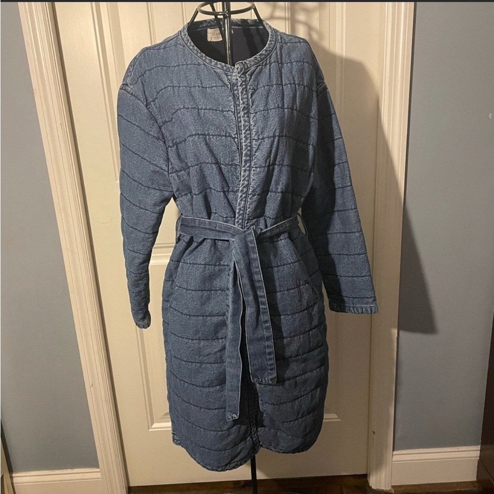 Blue Quilted Belted Jacket